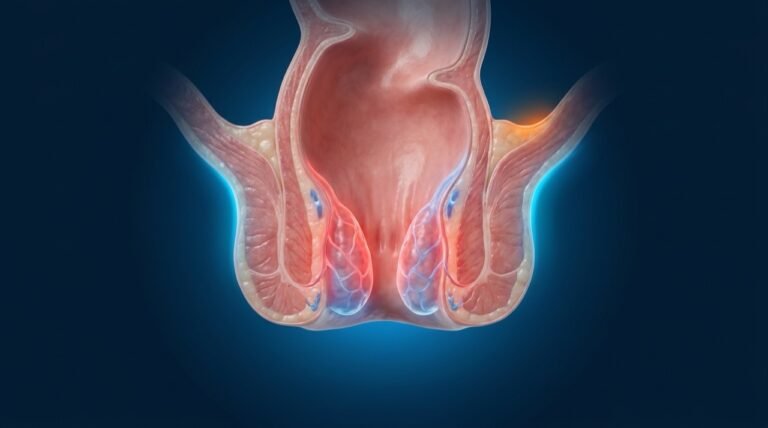 Ilustración 3D de la anatomía de las hemorroides